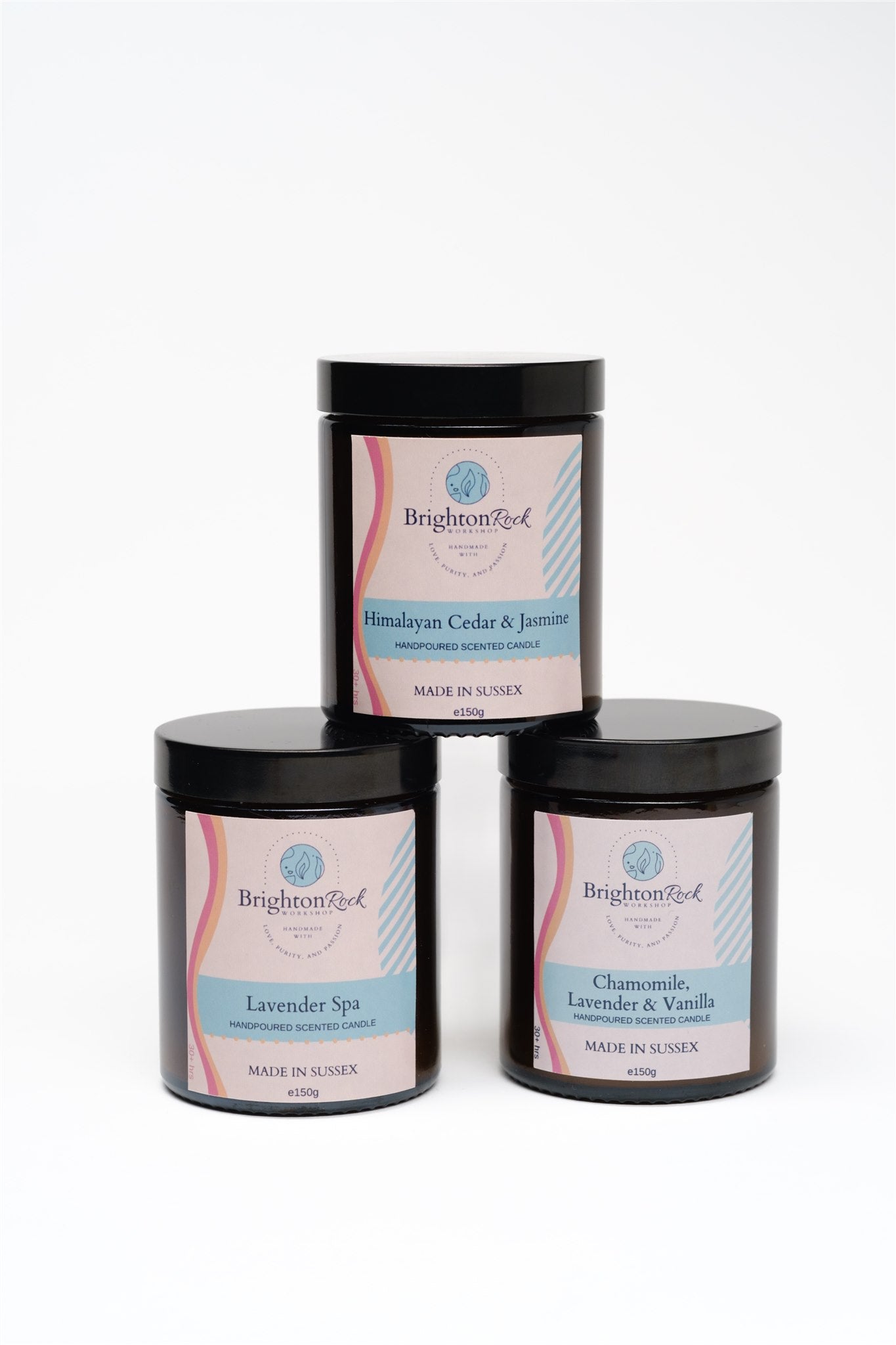 Lavender Spa Scented Candle in Amber Glass Jar 150g